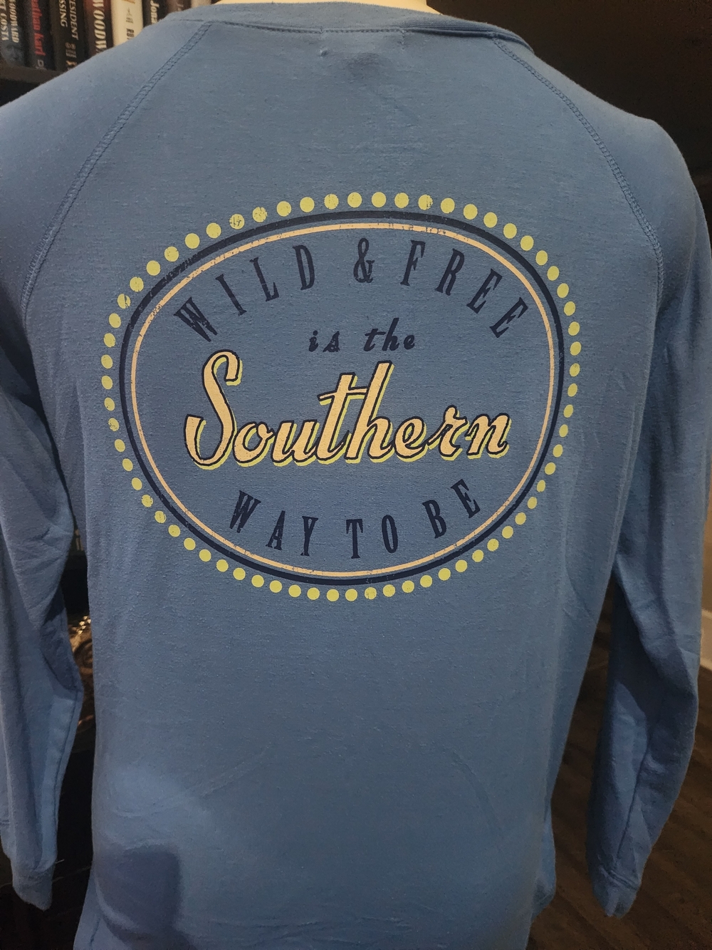 Red Camel Blue Long Sleeve Tee with Chest Script